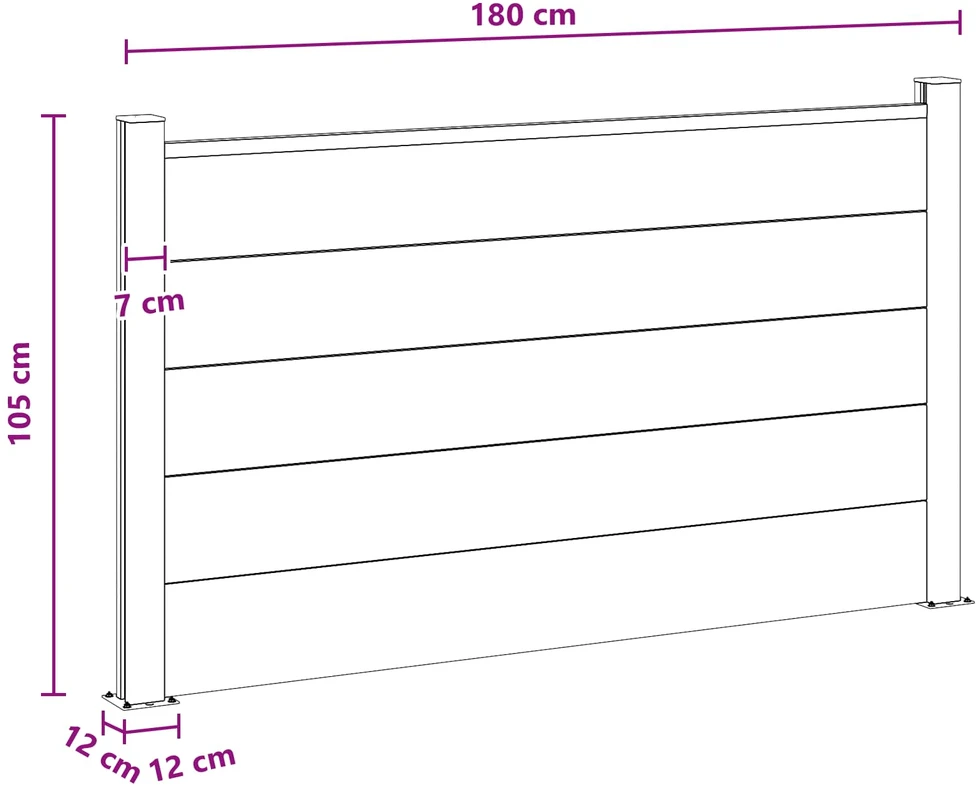 Tvoros rinkinys 180 x 105 cm WPC ir aliuminis Ruda