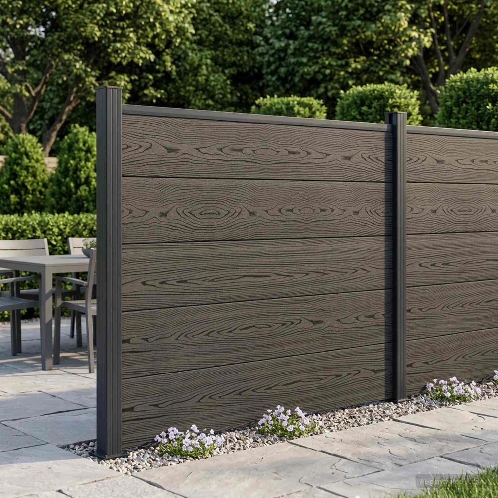 Tvoros rinkinys 180 x 105 cm WPC ir aliuminis Juoda