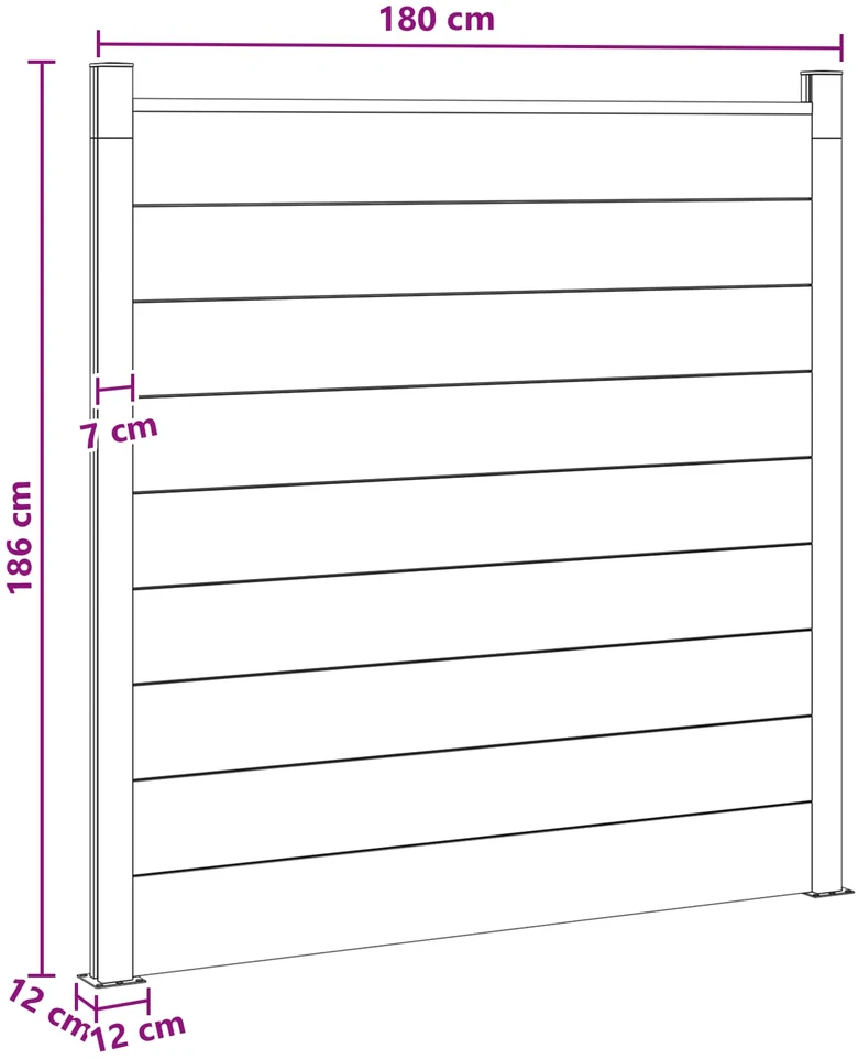 Tvoros rinkinys 180 x 186 cm WPC ir aliuminis Pilka