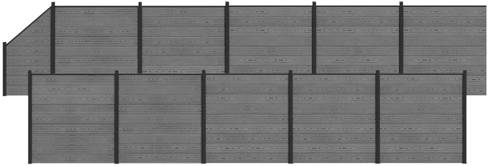 Tvoros rinkinys 1830 x 186 cm WPC ir aliuminis Pilka