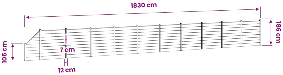 Tvoros rinkinys 1830 x 186 cm WPC ir aliuminis Pilka