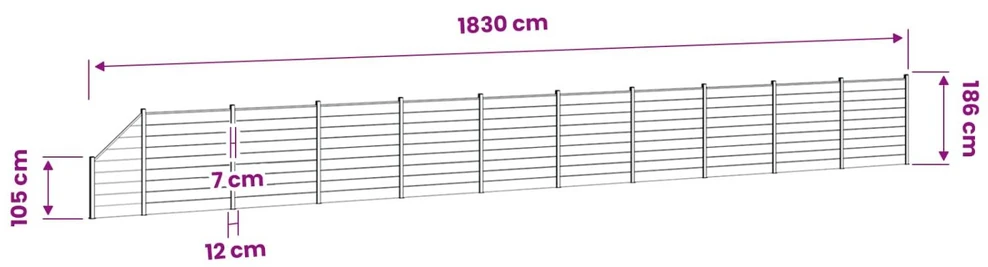 Tvoros rinkinys 1830 x 186 cm WPC ir aliuminis Pilka