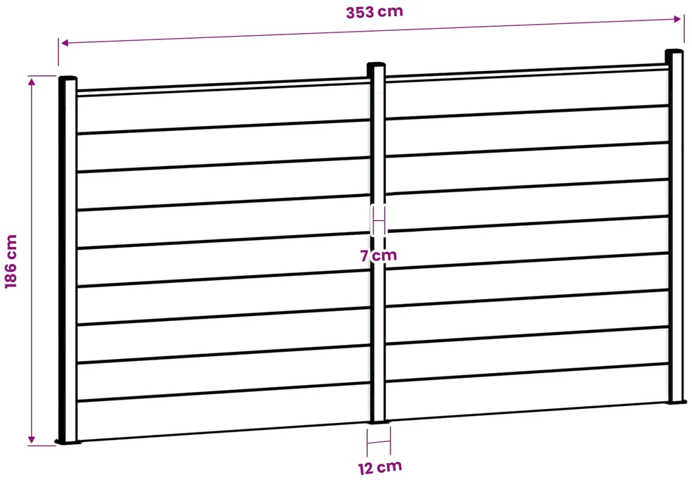 Tvoros rinkinys 353 x 186 cm WPC ir aliuminis Pilka