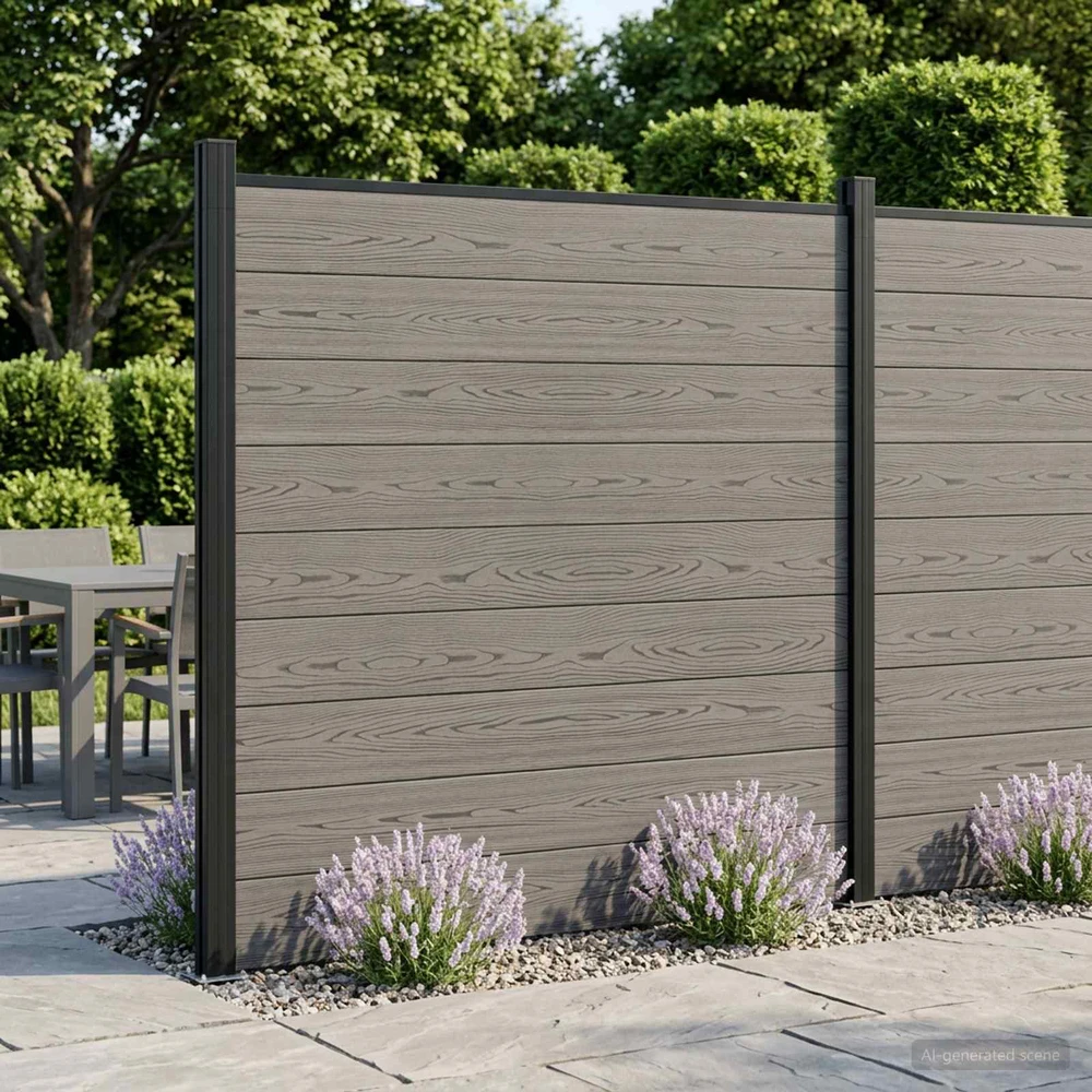 Tvoros rinkinys 353 x 186 cm WPC ir aliuminis Pilka