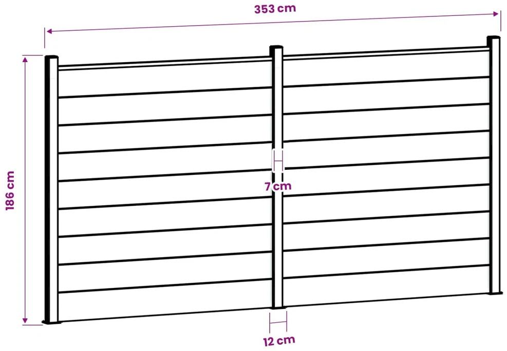 Tvoros rinkinys 353 x 186 cm WPC ir aliuminis Pilka