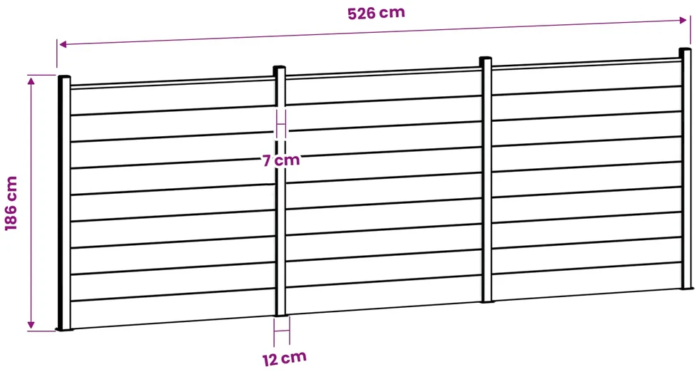 Tvoros rinkinys 526 x 186 cm WPC ir aliuminis Pilka
