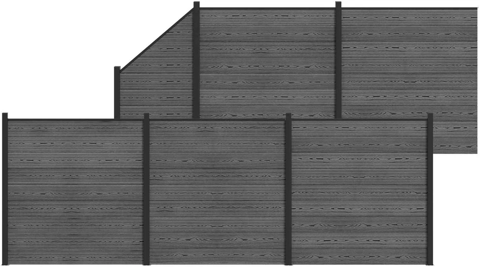 Tvoros rinkinys 6 vnt. 965 x 186 cm WPC ir aliuminis Pilka