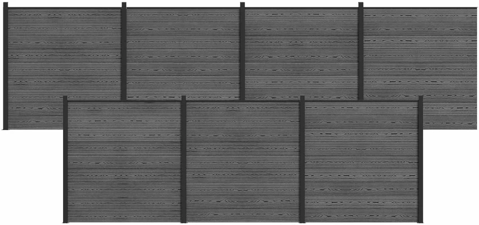 Tvoros rinkinys 7 vnt. 1218 x 186 cm WPC ir aliuminis Pilka