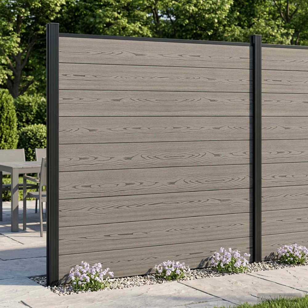 Tvoros rinkinys 7 vnt. 1218 x 186 cm WPC ir aliuminis Pilka