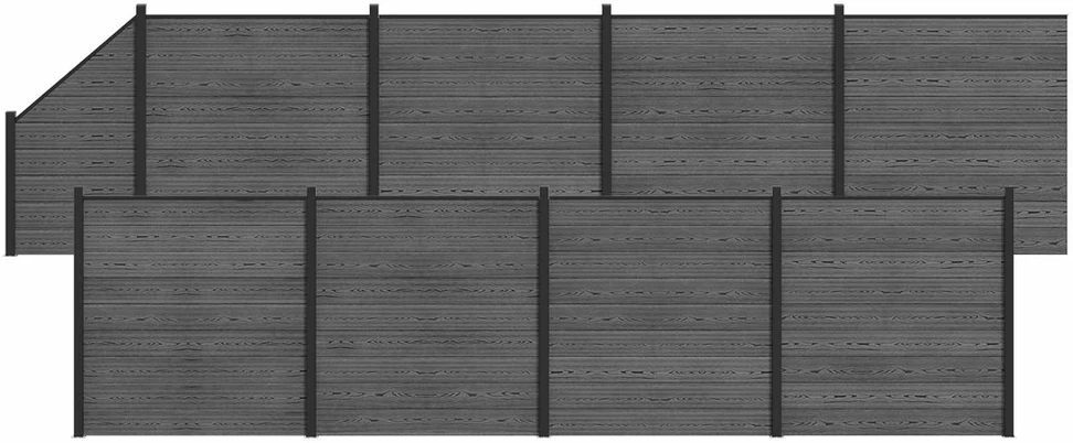 Tvoros rinkinys 9 vnt. 1484 x 186 cm WPC ir aliuminis Pilka