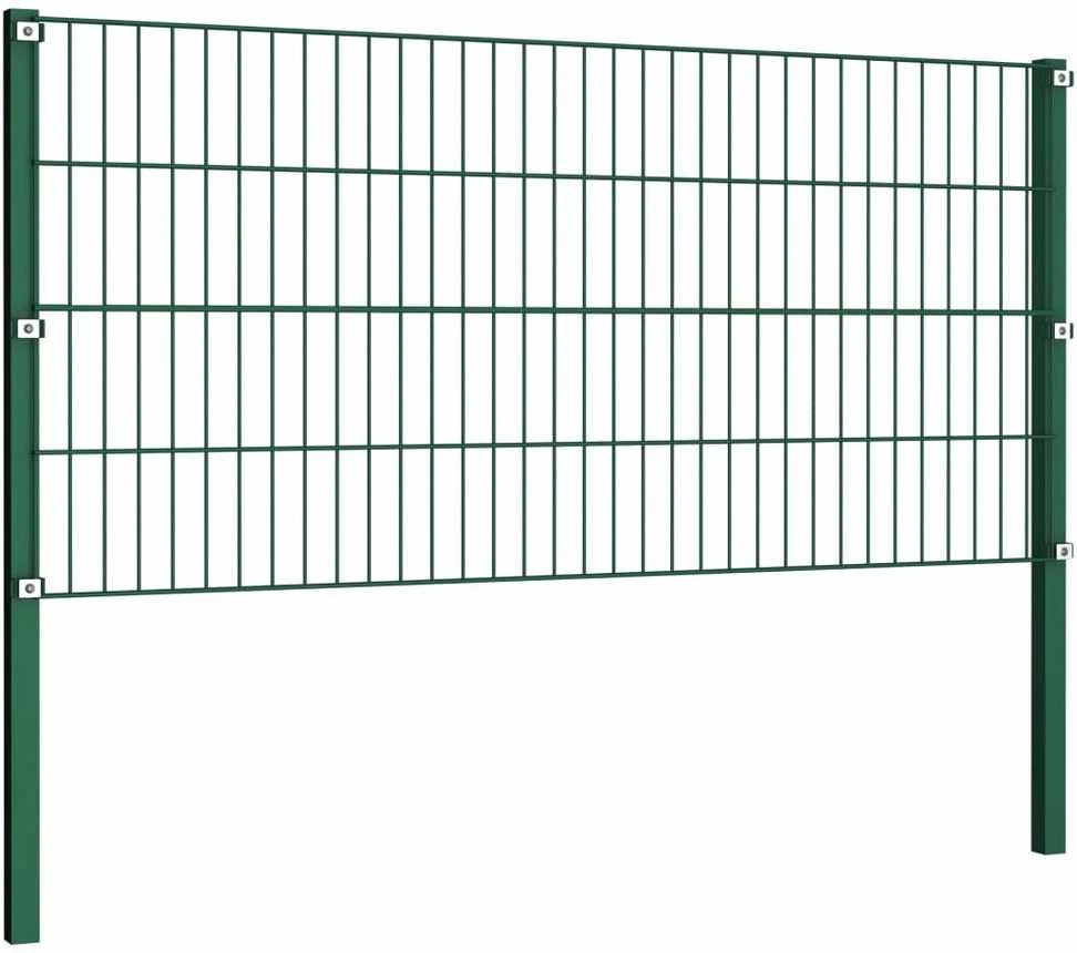 Tvoros segmentai su stulpais, žalios sp., 5,1x0,8m, geležis