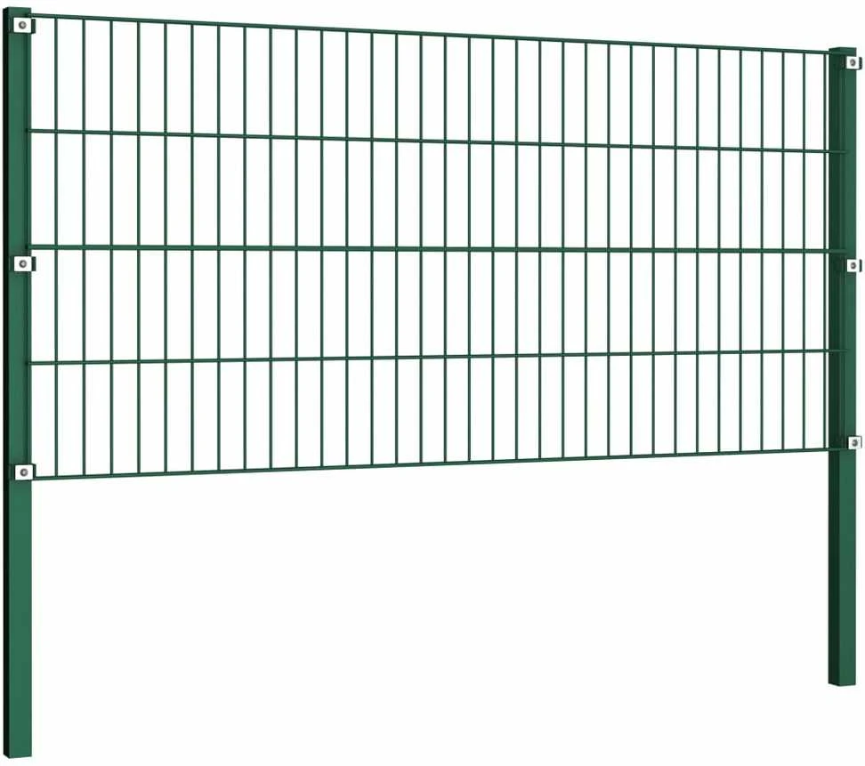 Tvoros segmentai su stulpais, žalios sp., 11,9x0,8m, geležis