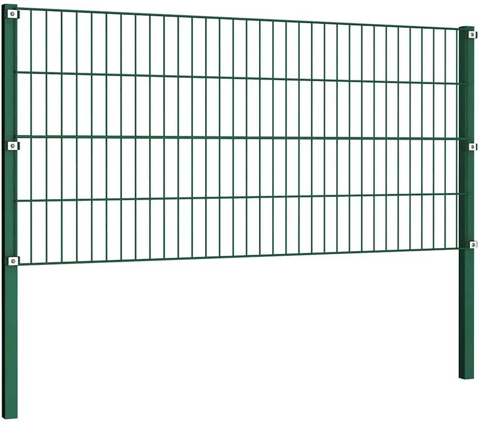 Tvoros segmentai su stulpais, žalios spalvos, 1,7x0,8m, geležis
