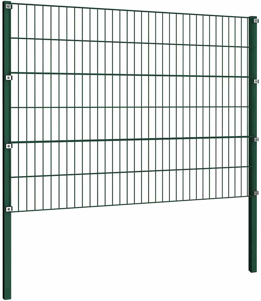Tvoros segmentai su stulpais, žalios spalvos, 1,7x1,2m, geležis