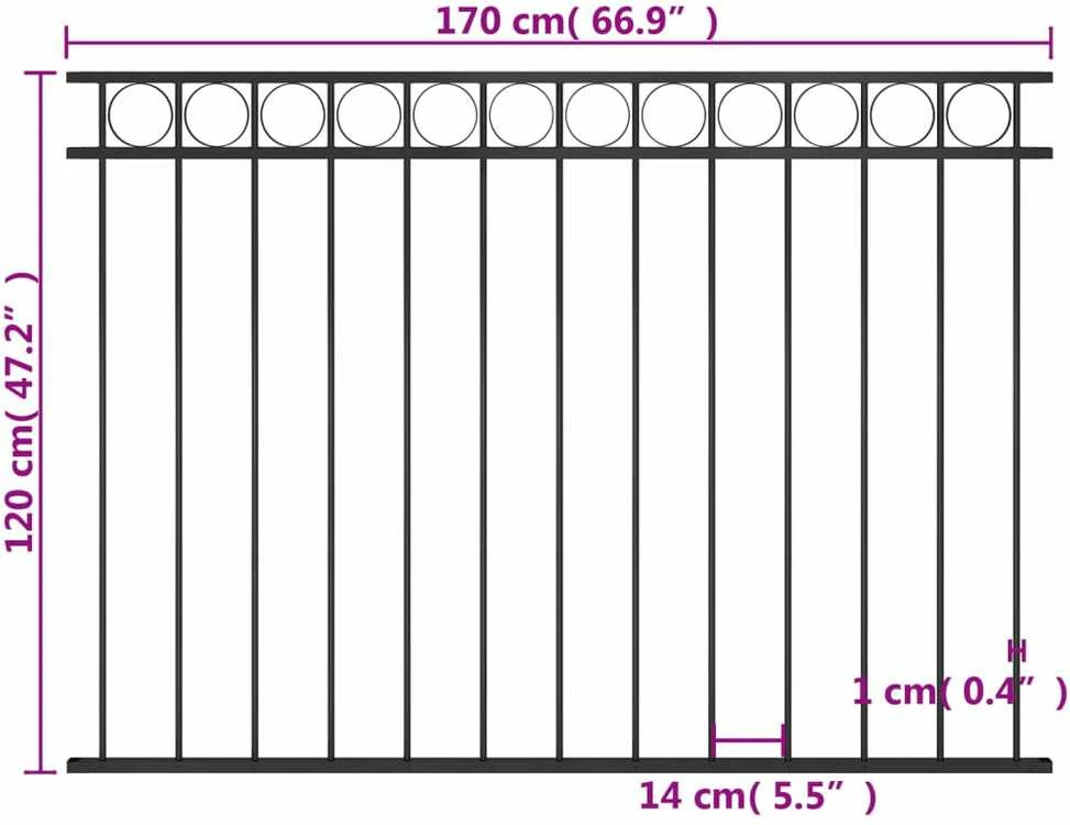 Tvoros segmentas, juodos spalvos, 1,7x1,2m, plienas