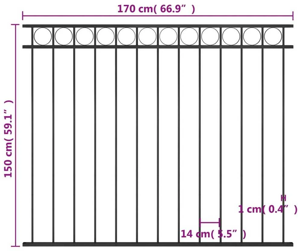 Tvoros segmentas, juodos spalvos, 1,7x1,5m, plienas