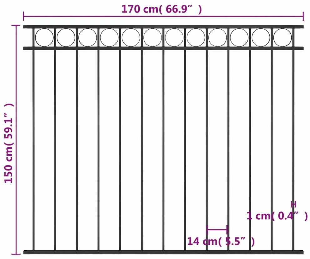 Tvoros segmentas, juodos spalvos, 1,7x1,5m, plienas