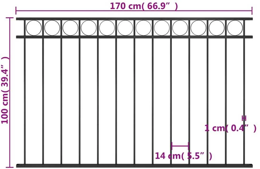 Tvoros segmentas, juodos spalvos, 1,7x1m, plienas