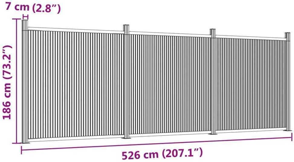 Tvoros segmentas, pilkos spalvos, 526x186cm, WPC