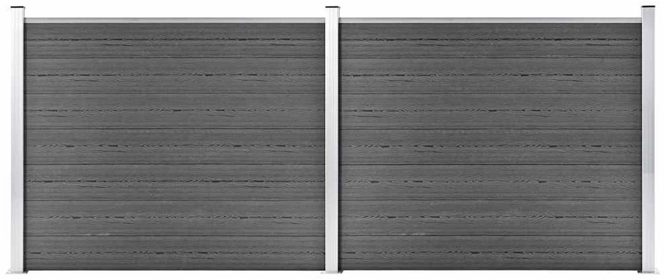 Tvoros segmentų rinkinys, juodas, 353x146cm, WPC