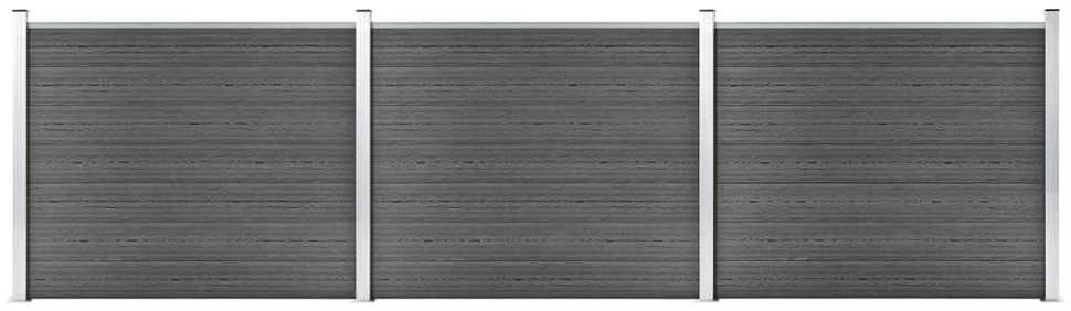 Tvoros segmentų rinkinys, juodas, 526x146cm, WPC