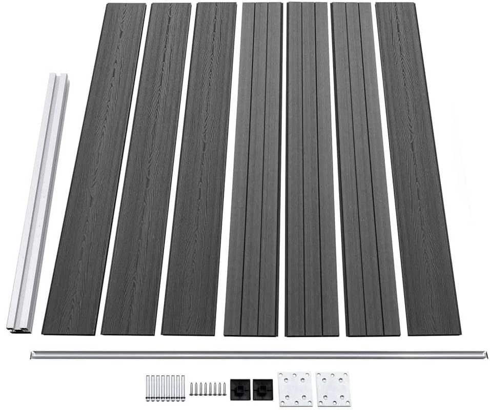 Tvoros segmentų rinkinys, juodas, 699x146cm, WPC
