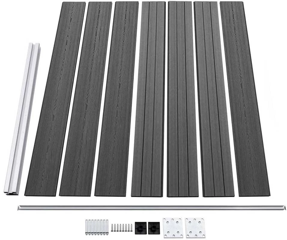 Tvoros segmentų rinkinys, juodas, 699x146cm, WPC