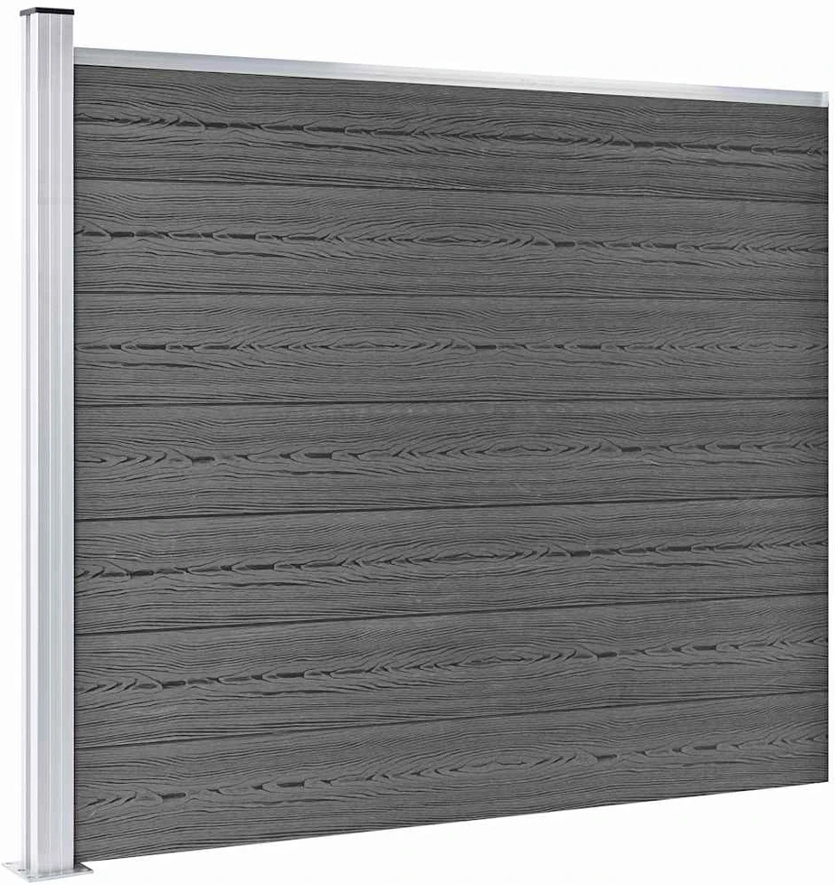 Tvoros segmentų rinkinys, juodas, 699x146cm, WPC