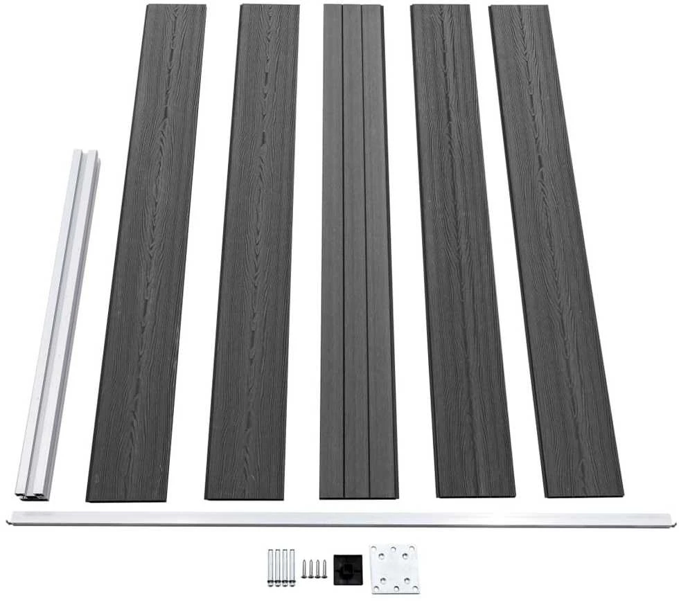 Tvoros segmentų rinkinys, juodos spalvos, 526x105cm, WPC
