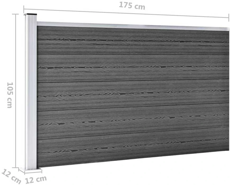Tvoros segmentų rinkinys, juodos spalvos, 526x105cm, WPC