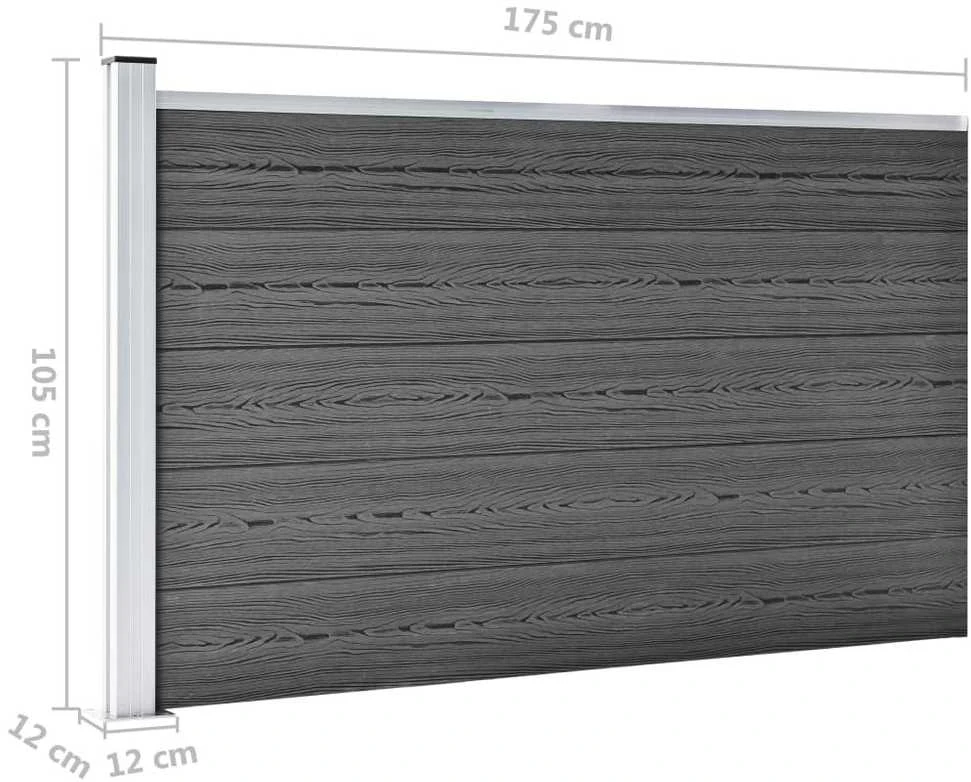 Tvoros segmentų rinkinys, juodos spalvos, 526x105cm, WPC