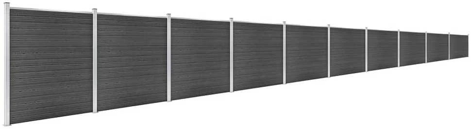 Tvoros segmentų rinkinys, juodos spalvos, 1737x186cm, WPC