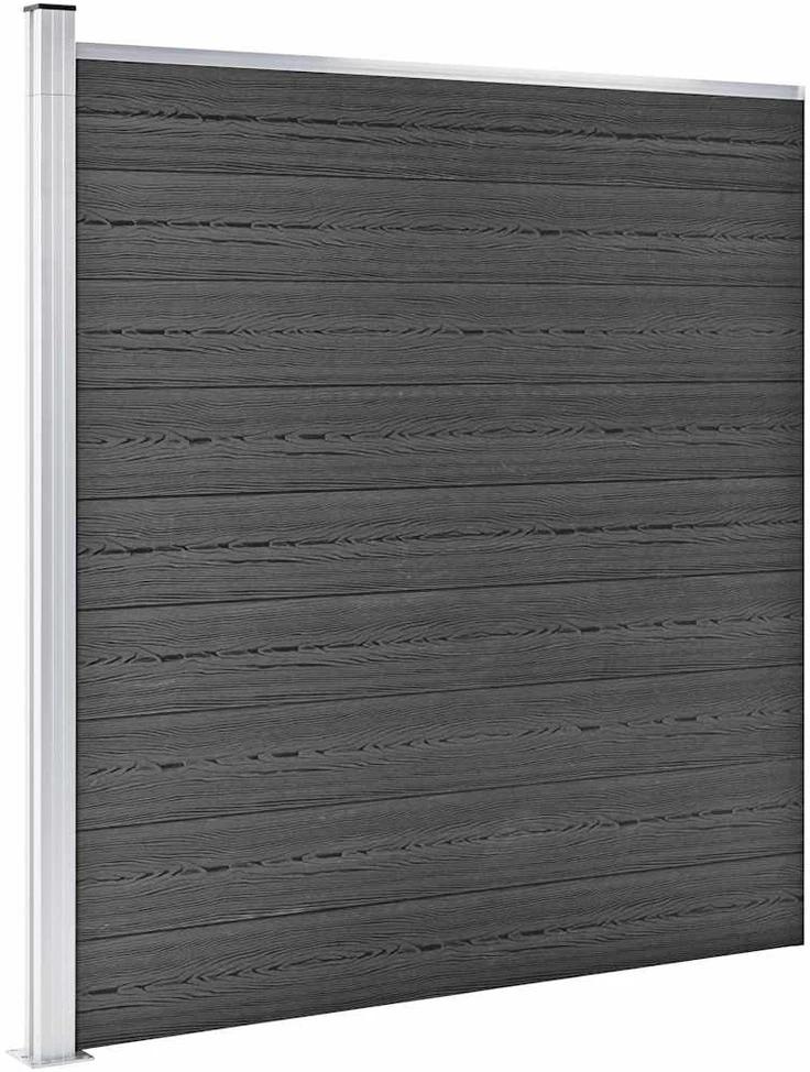 Tvoros segmentų rinkinys, juodos spalvos, 1830x(105-186)cm, WPC