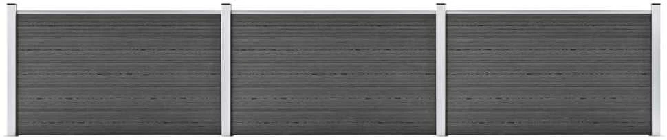 Tvoros segmentų rinkinys, juodos spalvos, 526x105cm, WPC
