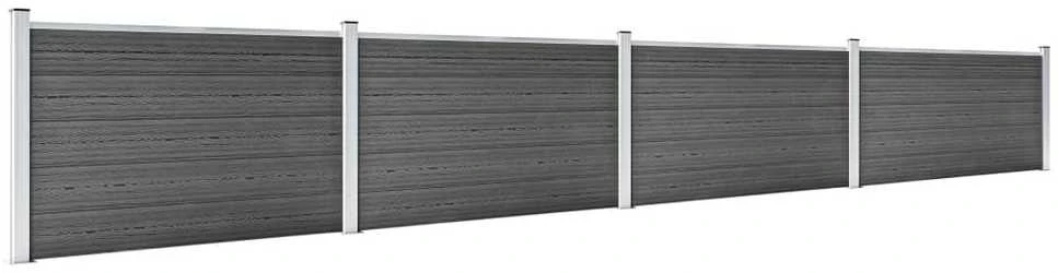 Tvoros segmentų rinkinys, juodos spalvos, 699x105cm, WPC