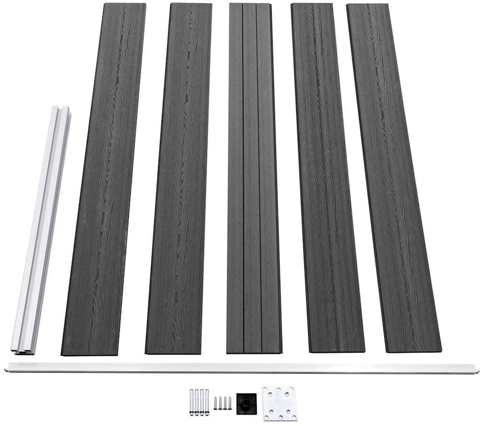 Tvoros segmentų rinkinys, juodos spalvos, 699x105cm, WPC