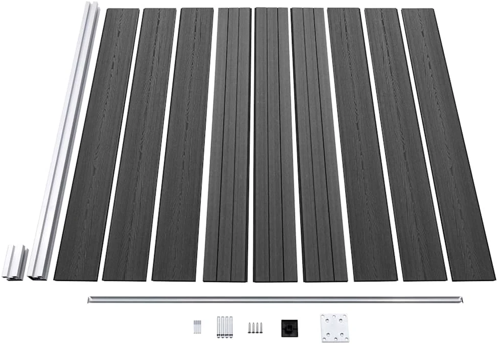 Tvoros segmentų rinkinys, juodos spalvos, 1311x(105-186)cm, WPC