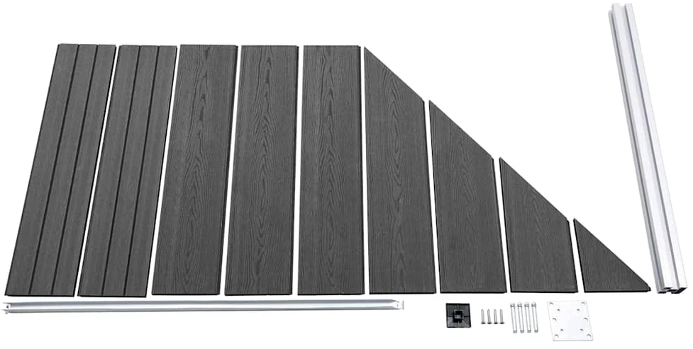 Tvoros segmentų rinkinys, juodos spalvos, 1311x(105-186)cm, WPC