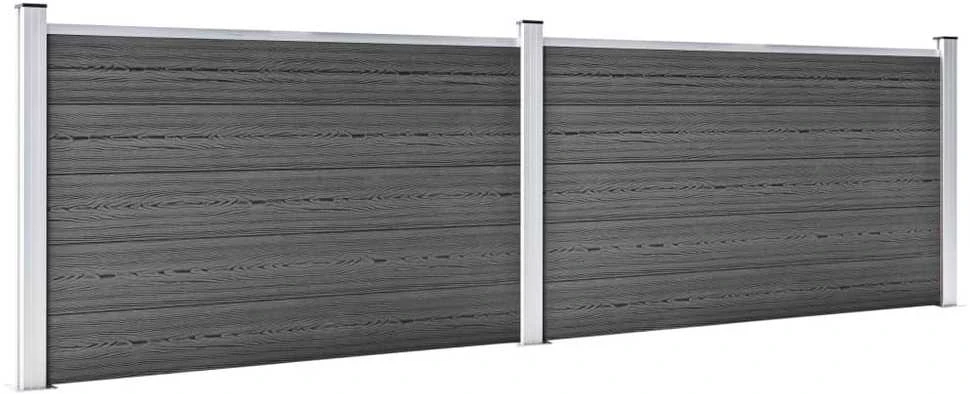 Tvoros segmentų rinkinys, juodos spalvos, 353x105cm, WPC