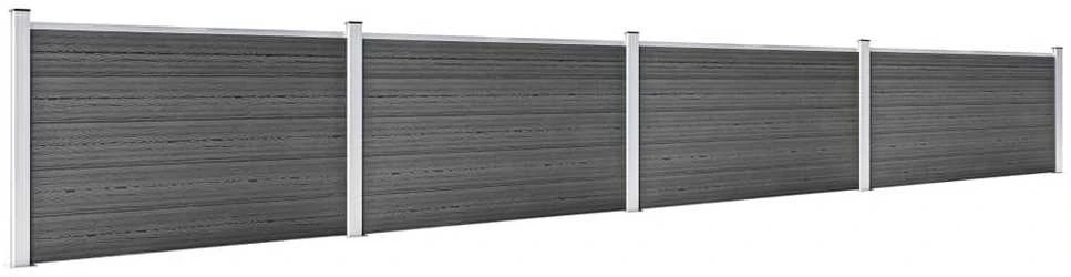 Tvoros segmentų rinkinys, juodos spalvos, 699x105cm, WPC