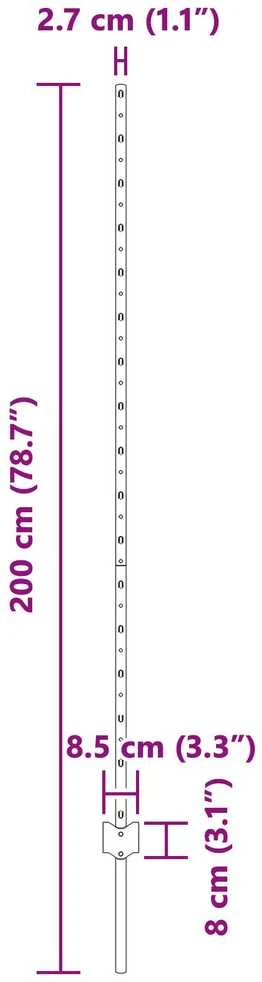 Įmontuotas tvoros stulpas 5 vnt. Pilka 200 cm