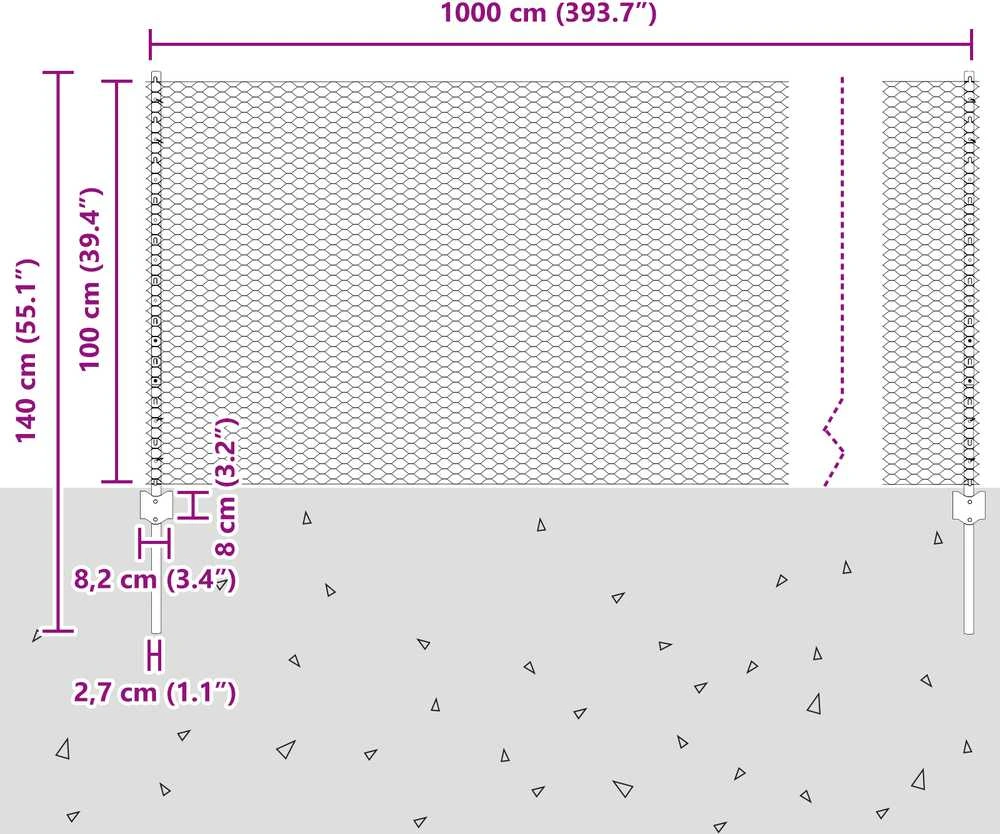 Hexagonal Fence with Post 10 x 1 m PVC dengtas plienas Pilka