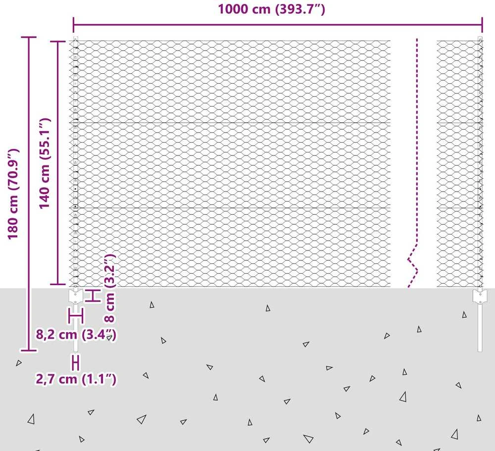 Hexagonal Fence with Post 10 x 1,4 m Galvanizuotas plienas