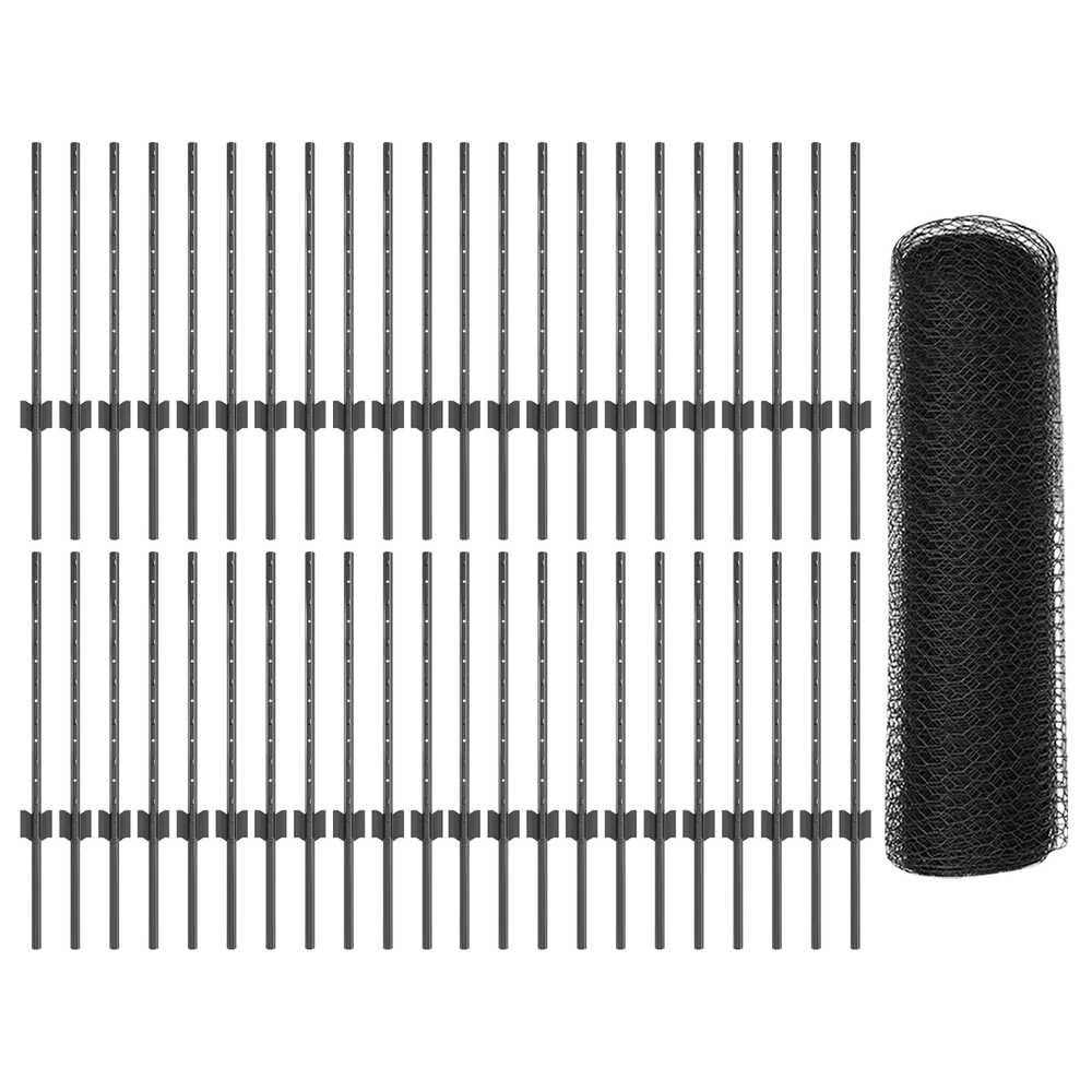 Hexagonal Fence with Post 100 x 0,6 m PVC dengtas plienas Pilka
