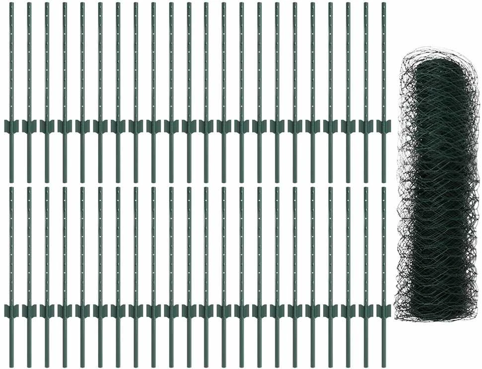 Hexagonal Fence with Post 100 x 0,5 m PVC dengtas plienas Žalia