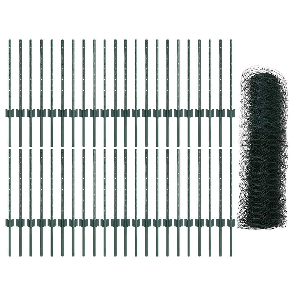 Hexagonal Fence with Post 100 x 0,5 m PVC dengtas plienas Žalia