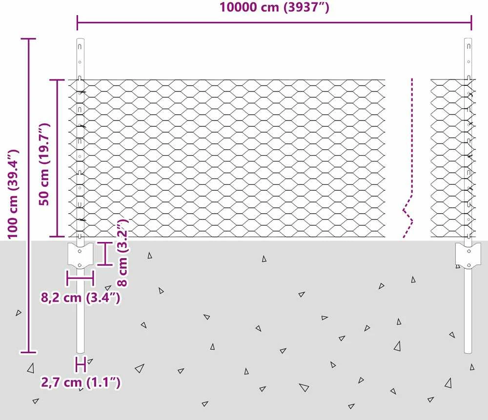 Hexagonal Fence with Post 100 x 0,5 m PVC dengtas plienas Žalia