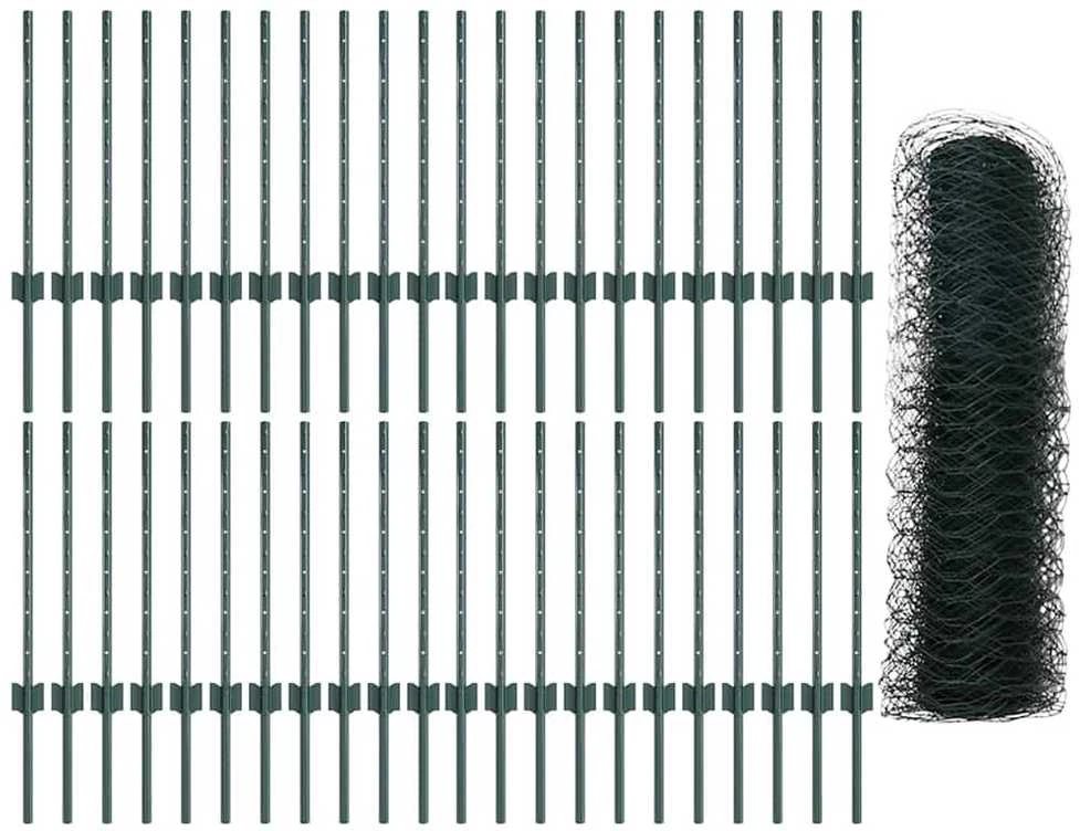 Hexagonal Fence with Post 100 x 0,5 m PVC dengtas plienas Žalia