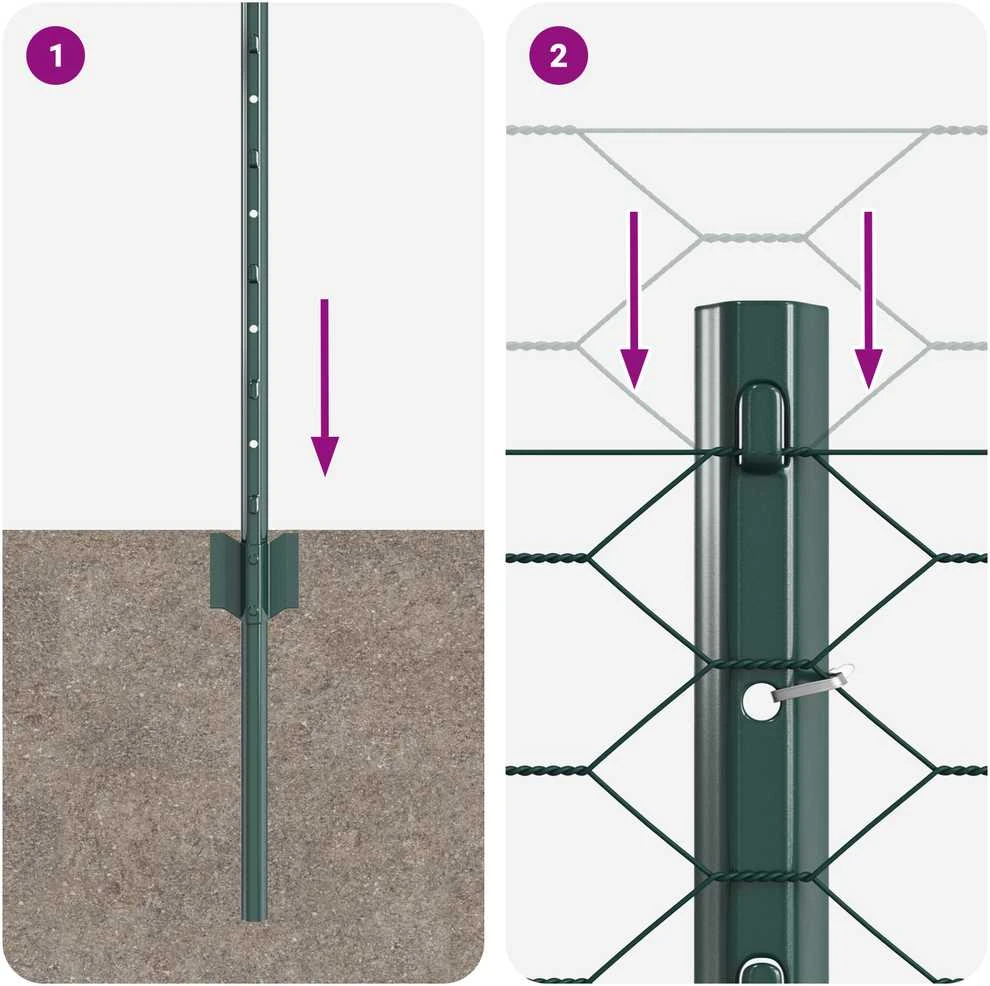 Hexagonal Fence with Post 100 x 0,5 m PVC dengtas plienas Žalia