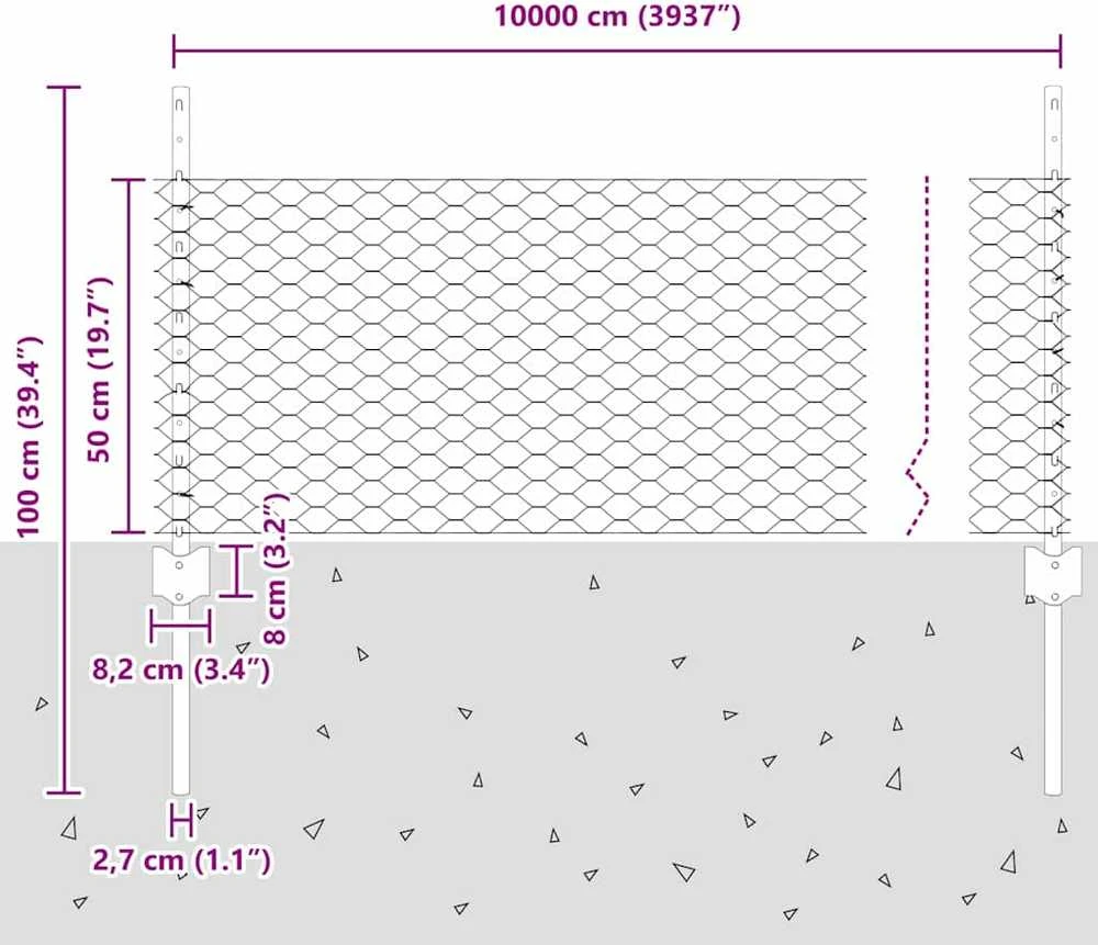 Hexagonal Fence with Post 100 x 0,5 m PVC dengtas plienas Žalia